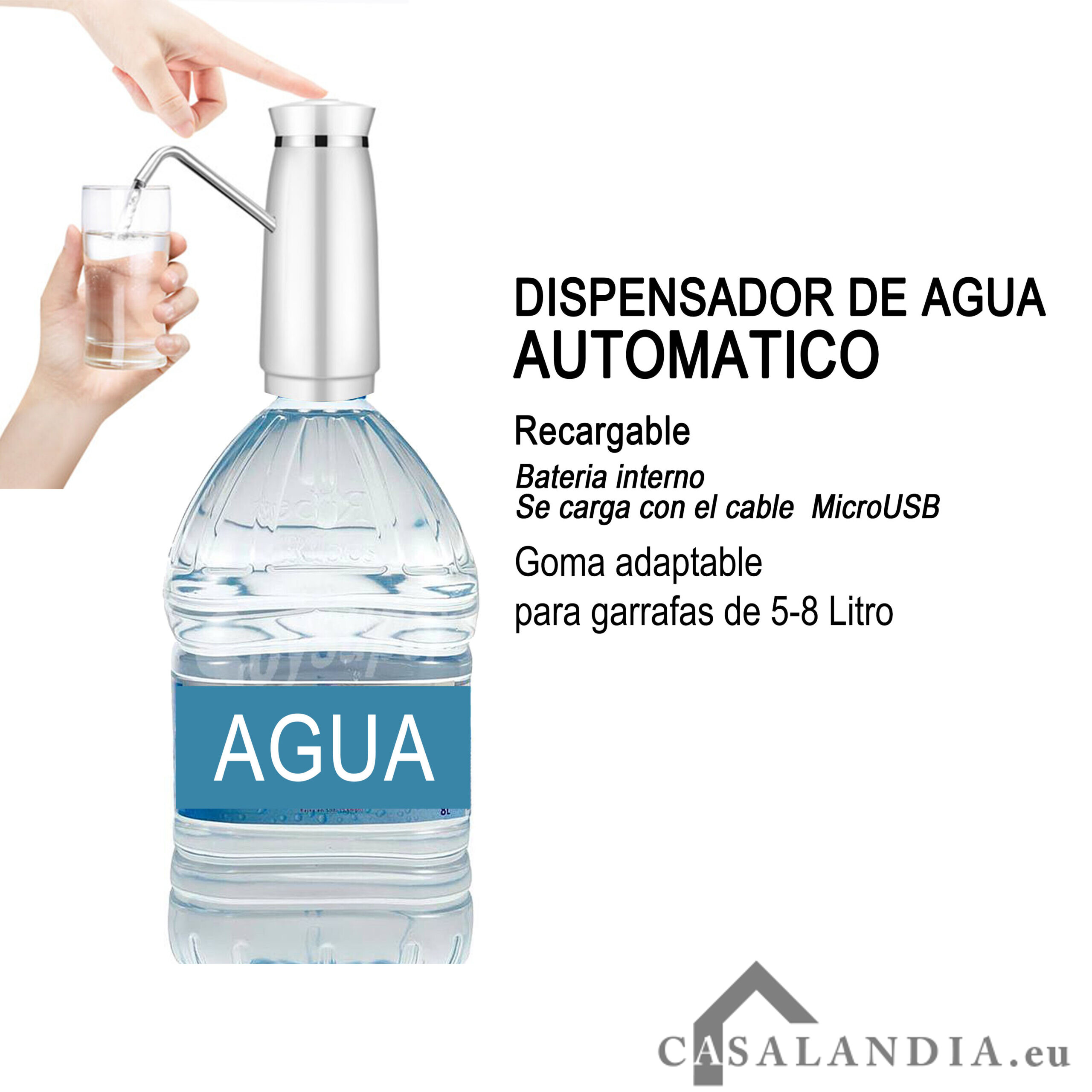 Dispensador Agua para garrafas, Bomba Manual para Garrafas, Compatible con  Botellas de 2.5, 3, 5, 6, 8, 10 litros con el tapón diámetro 38mm y 48mm
